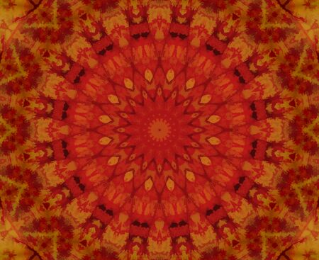 Abstract Colorful Painted Kaleidoscopic Graphic Background. Futuristic Psychedelic Hypnotic Backdrop Pattern With Texture. Folk Ethnic Floral Ornamental Mandala. Vintage Decorative Geometric Mosaicの写真素材