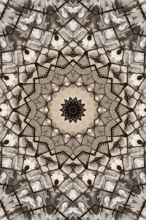 Abstract Colorful Painted Kaleidoscopic Graphic Background. Futuristic Psychedelic Hypnotic Backdrop Pattern With Texture. Folk Ethnic Floral Ornamental Mandala. Vintage Decorative Geometric Mosaicの写真素材