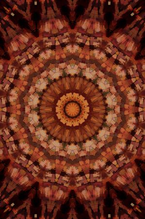 Abstract Colorful Painted Kaleidoscopic Graphic Background. Futuristic Psychedelic Hypnotic Backdrop Pattern With Texture. Folk Ethnic Floral Ornamental Mandala. Vintage Decorative Geometric Mosaicの写真素材