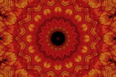 Abstract Colorful Painted Kaleidoscopic Graphic Background. Futuristic Psychedelic Hypnotic Backdrop Pattern With Texture. Folk Ethnic Floral Ornamental Mandala. Vintage Decorative Geometric Mosaicの写真素材