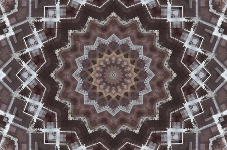 Abstract Colorful Painted Kaleidoscopic Graphic Background. Futuristic Psychedelic Hypnotic Backdrop Pattern With Texture. Folk Ethnic Floral Ornamental Mandala. Vintage Decorative Geometric Mosaicの写真素材