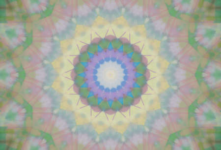 Abstract Colorful Painted Kaleidoscopic Graphic Background. Futuristic Psychedelic Hypnotic Backdrop Pattern With Texture. Folk Ethnic Floral Ornamental Mandala. Vintage Decorative Geometric Mosaicの写真素材