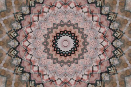 Abstract Colorful Painted Kaleidoscopic Graphic Background. Futuristic Psychedelic Hypnotic Backdrop Pattern With Texture. Folk Ethnic Floral Ornamental Mandala. Vintage Decorative Geometric Mosaicの写真素材
