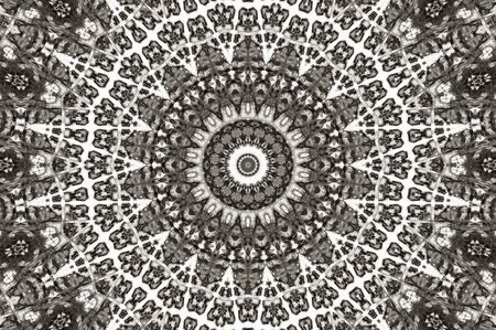 Abstract Colorful Painted Kaleidoscopic Graphic Background. Futuristic Psychedelic Hypnotic Backdrop Pattern With Texture. Folk Ethnic Floral Ornamental Mandala. Vintage Decorative Geometric Mosaicの写真素材