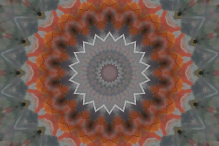 Abstract Colorful Painted Kaleidoscopic Graphic Background. Futuristic Psychedelic Hypnotic Backdrop Pattern With Texture. Folk Ethnic Floral Ornamental Mandala. Vintage Decorative Geometric Mosaicの写真素材