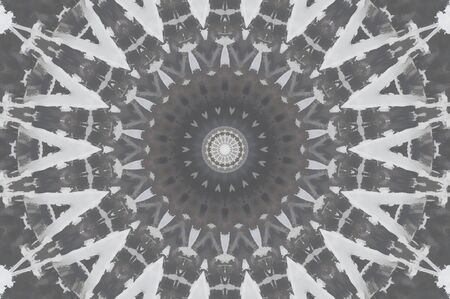 Abstract Colorful Painted Kaleidoscopic Graphic Background. Futuristic Psychedelic Hypnotic Backdrop Pattern With Texture. Folk Ethnic Floral Ornamental Mandala. Vintage Decorative Geometric Mosaicの写真素材