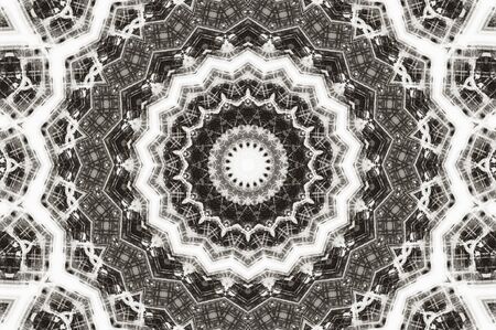 Abstract Colorful Painted Kaleidoscopic Graphic Background. Futuristic Psychedelic Hypnotic Backdrop Pattern With Texture. Folk Ethnic Floral Ornamental Mandala. Vintage Decorative Geometric Mosaicの写真素材