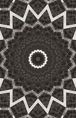 Abstract Colorful Painted Kaleidoscopic Graphic Background. Futuristic Psychedelic Hypnotic Backdrop Pattern With Texture. Folk Ethnic Floral Ornamental Mandala. Vintage Decorative Geometric Mosaicの写真素材