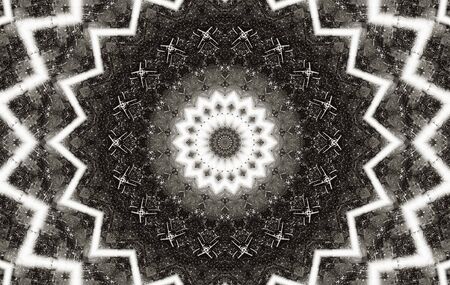 Abstract Colorful Painted Kaleidoscopic Graphic Background. Futuristic Psychedelic Hypnotic Backdrop Pattern With Texture. Folk Ethnic Floral Ornamental Mandala. Vintage Decorative Geometric Mosaicの写真素材