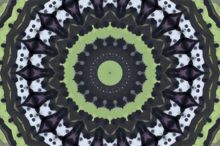 Abstract Colorful Painted Kaleidoscopic Graphic Background. Futuristic Psychedelic Hypnotic Backdrop Pattern With Texture. Folk Ethnic Floral Ornamental Mandala. Vintage Decorative Geometric Mosaicの写真素材
