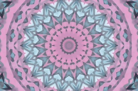 Abstract Colorful Painted Kaleidoscopic Graphic Background. Futuristic Psychedelic Hypnotic Backdrop Pattern With Texture. Folk Ethnic Floral Ornamental Mandala. Vintage Decorative Geometric Mosaicの写真素材