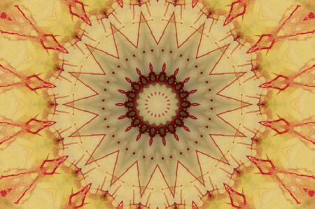 Abstract Colorful Painted Kaleidoscopic Graphic Background. Futuristic Psychedelic Hypnotic Backdrop Pattern With Texture. Folk Ethnic Floral Ornamental Mandala. Vintage Decorative Geometric Mosaicの写真素材