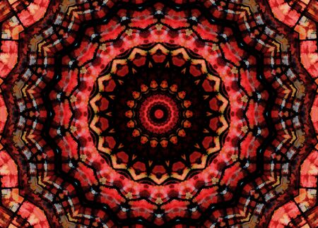 Abstract Colorful Painted Kaleidoscopic Graphic Background. Futuristic Psychedelic Hypnotic Backdrop Pattern With Texture. Folk Ethnic Floral Ornamental Mandala. Vintage Decorative Geometric Mosaicの写真素材