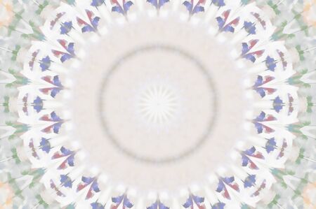 Abstract Colorful Painted Kaleidoscopic Graphic Background. Futuristic Psychedelic Hypnotic Backdrop Pattern With Texture. Folk Ethnic Floral Ornamental Mandala. Vintage Decorative Geometric Mosaicの写真素材