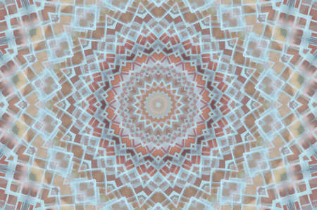 Abstract Colorful Painted Kaleidoscopic Graphic Background. Futuristic Psychedelic Hypnotic Backdrop Pattern With Texture. Folk Ethnic Floral Ornamental Mandala. Vintage Decorative Geometric Mosaicの写真素材