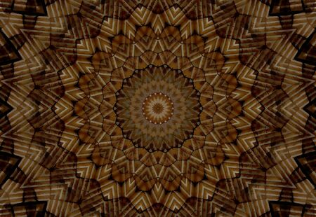 Abstract Colorful Painted Kaleidoscopic Graphic Background. Futuristic Psychedelic Hypnotic Backdrop Pattern With Texture. Folk Ethnic Floral Ornamental Mandala. Vintage Decorative Geometric Mosaicの写真素材