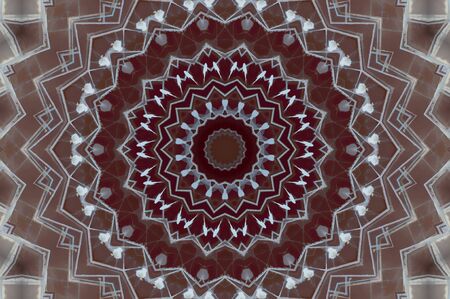 Abstract Colorful Painted Kaleidoscopic Graphic Background. Futuristic Psychedelic Hypnotic Backdrop Pattern With Texture. Folk Ethnic Floral Ornamental Mandala. Vintage Decorative Geometric Mosaicの写真素材