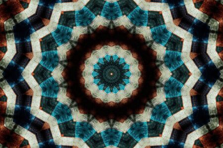 Abstract Colorful Painted Kaleidoscopic Graphic Background. Futuristic Psychedelic Hypnotic Backdrop Pattern With Texture. Folk Ethnic Floral Ornamental Mandala. Vintage Decorative Geometric Mosaicの写真素材