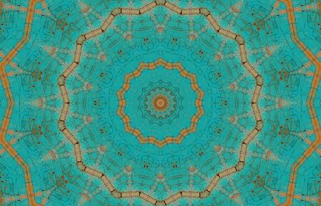 Abstract Colorful Painted Kaleidoscopic Graphic Background. Futuristic Psychedelic Hypnotic Backdrop Pattern With Texture. Folk Ethnic Floral Ornamental Mandala. Vintage Decorative Geometric Mosaicの写真素材
