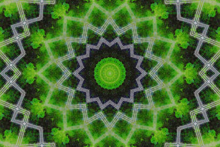 Abstract Colorful Painted Kaleidoscopic Graphic Background. Futuristic Psychedelic Hypnotic Backdrop Pattern With Texture. Folk Ethnic Floral Ornamental Mandala. Vintage Decorative Geometric Mosaicの写真素材