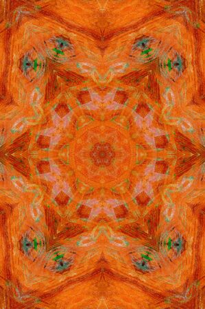Abstract Colorful Painted Kaleidoscopic Graphic Background. Futuristic Psychedelic Hypnotic Backdrop Pattern With Texture. Folk Ethnic Floral Ornamental Mandala. Vintage Decorative Geometric Mosaicの写真素材