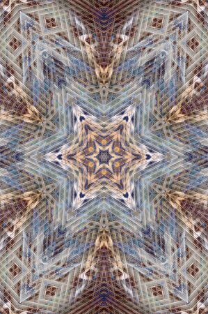 Abstract Colorful Painted Kaleidoscopic Graphic Background. Futuristic Psychedelic Hypnotic Backdrop Pattern With Texture. Folk Ethnic Floral Ornamental Mandala. Vintage Decorative Geometric Mosaicの写真素材