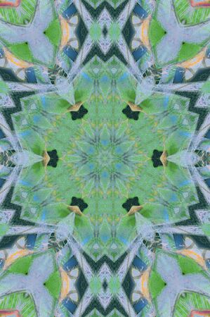 Abstract Colorful Painted Kaleidoscopic Graphic Background. Futuristic Psychedelic Hypnotic Backdrop Pattern With Texture. Folk Ethnic Floral Ornamental Mandala. Vintage Decorative Geometric Mosaicの写真素材