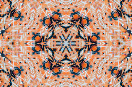 Abstract Colorful Painted Kaleidoscopic Graphic Background. Futuristic Psychedelic Hypnotic Backdrop Pattern With Texture. Folk Ethnic Floral Ornamental Mandala. Vintage Decorative Geometric Mosaicの写真素材