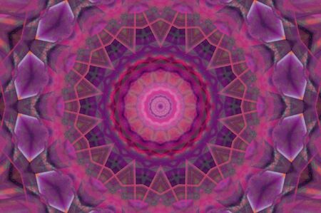 Abstract Colorful Painted Kaleidoscopic Graphic Background. Futuristic Psychedelic Hypnotic Backdrop Pattern With Texture. Folk Ethnic Floral Ornamental Mandala. Vintage Decorative Geometric Mosaicの写真素材