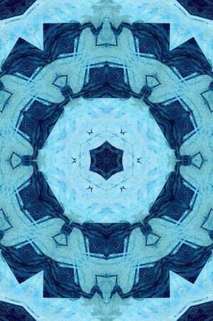 Abstract Colorful Painted Kaleidoscopic Graphic Background. Futuristic Psychedelic Hypnotic Backdrop Pattern With Texture. Folk Ethnic Floral Ornamental Mandala. Vintage Decorative Geometric Mosaicの写真素材