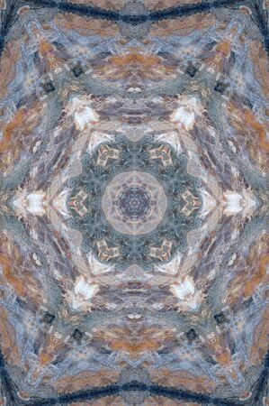Abstract Colorful Painted Kaleidoscopic Graphic Background. Futuristic Psychedelic Hypnotic Backdrop Pattern With Texture. Folk Ethnic Floral Ornamental Mandala. Vintage Decorative Geometric Mosaicの写真素材