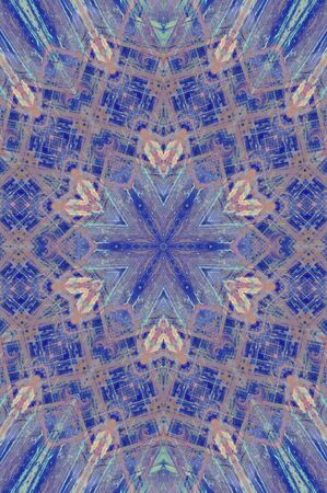 Abstract Colorful Painted Kaleidoscopic Graphic Background. Futuristic Psychedelic Hypnotic Backdrop Pattern With Texture. Folk Ethnic Floral Ornamental Mandala. Vintage Decorative Geometric Mosaicの写真素材