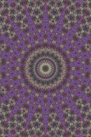 Abstract Colorful Painted Kaleidoscopic Graphic Background. Futuristic Psychedelic Hypnotic Backdrop Pattern With Texture. Folk Ethnic Floral Ornamental Mandala. Vintage Decorative Geometric Mosaicの写真素材