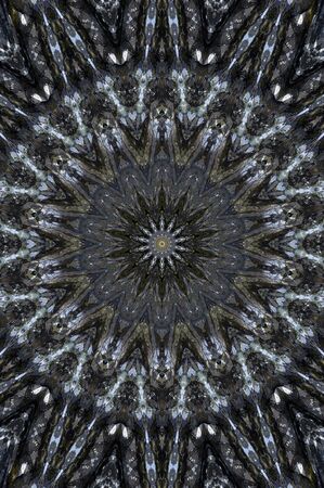 Abstract Colorful Painted Kaleidoscopic Graphic Background. Futuristic Psychedelic Hypnotic Backdrop Pattern With Texture. Folk Ethnic Floral Ornamental Mandala. Vintage Decorative Geometric Mosaicの写真素材