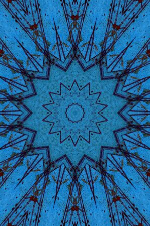 Abstract Colorful Painted Kaleidoscopic Graphic Background. Futuristic Psychedelic Hypnotic Backdrop Pattern With Texture. Folk Ethnic Floral Ornamental Mandala. Vintage Decorative Geometric Mosaicの写真素材