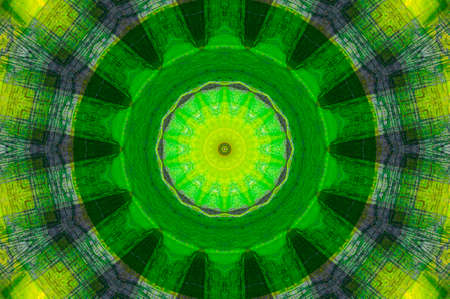 Abstract Colorful Painted Kaleidoscopic Graphic Background. Futuristic Psychedelic Hypnotic Backdrop Pattern With Texture. Folk Ethnic Floral Ornamental Mandala. Vintage Decorative Geometric Mosaicの写真素材