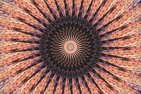 Abstract Colorful Painted Kaleidoscopic Graphic Background. Futuristic Psychedelic Hypnotic Backdrop Pattern With Texture. Folk Ethnic Floral Ornamental Mandala. Vintage Decorative Geometric Mosaicの写真素材