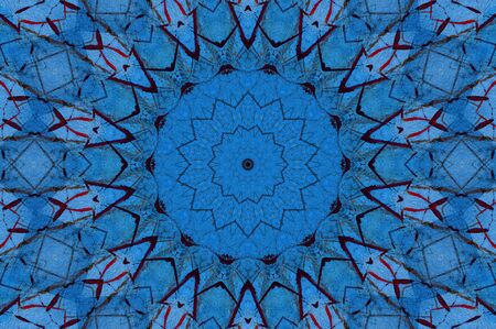 Abstract Colorful Painted Kaleidoscopic Graphic Background. Futuristic Psychedelic Hypnotic Backdrop Pattern With Texture. Folk Ethnic Floral Ornamental Mandala. Vintage Decorative Geometric Mosaicの写真素材