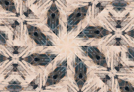 Abstract Colorful Painted Kaleidoscopic Graphic Background. Futuristic Psychedelic Hypnotic Backdrop Pattern With Texture. Folk Ethnic Floral Ornamental Mandala. Vintage Decorative Geometric Mosaicの写真素材