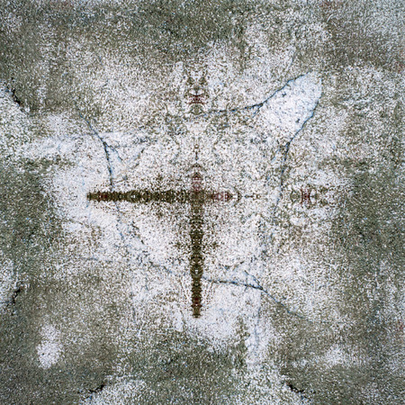 Grunge old painted exterior or interior wall. Modern futuristic painted wall for backdrop or wallpaper with copy space. Close up imageの写真素材