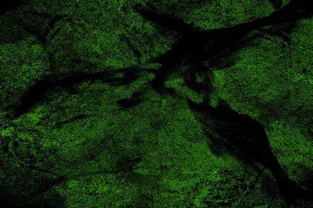 Green Black White Aged Grunge Wall Background. Old Weathered Peeled Painted Plaster Backdrop. Abstract Antique Cracked Stain Texture Background. Damaged Retro Stucco Scratched Patternの写真素材