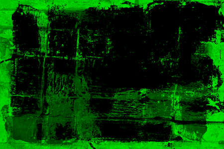 Green Black White Aged Grunge Wall Background. Old Weathered Peeled Painted Plaster Backdrop. Abstract Antique Cracked Stain Texture Background. Damaged Retro Stucco Scratched Patternの写真素材