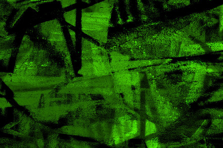 Green Black White Aged Grunge Wall Background. Old Weathered Peeled Painted Plaster Backdrop. Abstract Antique Cracked Stain Texture Background. Damaged Retro Stucco Scratched Patternの写真素材