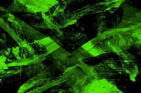 Green Black White Aged Grunge Wall Background. Old Weathered Peeled Painted Plaster Backdrop. Abstract Antique Cracked Stain Texture Background. Damaged Retro Stucco Scratched Patternの写真素材