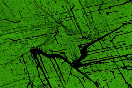 Green Black White Aged Grunge Wall Background. Old Weathered Peeled Painted Plaster Backdrop. Abstract Antique Cracked Stain Texture Background. Damaged Retro Stucco Scratched Patternの写真素材