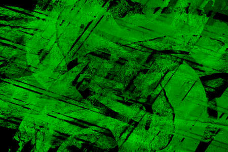 Green Black White Aged Grunge Wall Background. Old Weathered Peeled Painted Plaster Backdrop. Abstract Antique Cracked Stain Texture Background. Damaged Retro Stucco Scratched Patternの写真素材