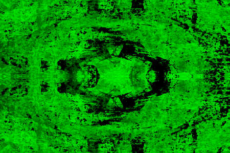 Green Black White Aged Grunge Wall Background. Old Weathered Peeled Painted Plaster Backdrop. Abstract Antique Cracked Stain Texture Background. Damaged Retro Stucco Scratched Patternの写真素材