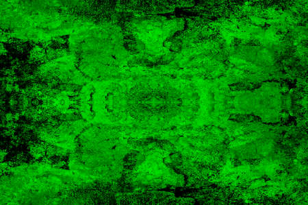 Green Black White Aged Grunge Wall Background. Old Weathered Peeled Painted Plaster Backdrop. Abstract Antique Cracked Stain Texture Background. Damaged Retro Stucco Scratched Patternの写真素材