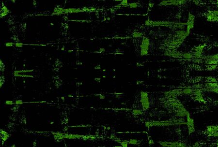 Green Black White Aged Grunge Wall Background. Old Weathered Peeled Painted Plaster Backdrop. Abstract Antique Cracked Stain Texture Background. Damaged Retro Stucco Scratched Patternの写真素材