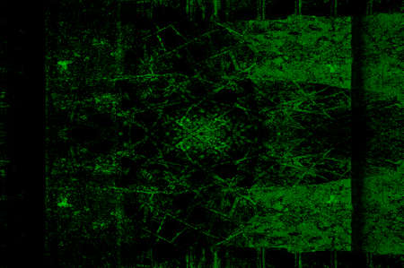 Green Black White Aged Grunge Wall Background. Old Weathered Peeled Painted Plaster Backdrop. Abstract Antique Cracked Stain Texture Background. Damaged Retro Stucco Scratched Patternの写真素材